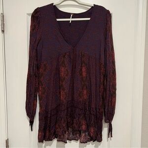 Free People Tunic in Purple/Rust Pattern